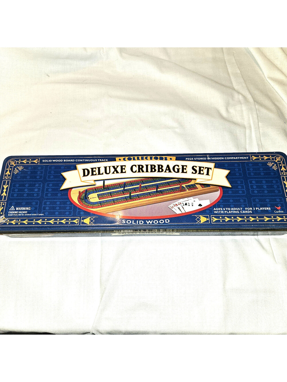 Cardinal Cribbage Board No. 63 Three Player Solid Wood w/Box Vintage